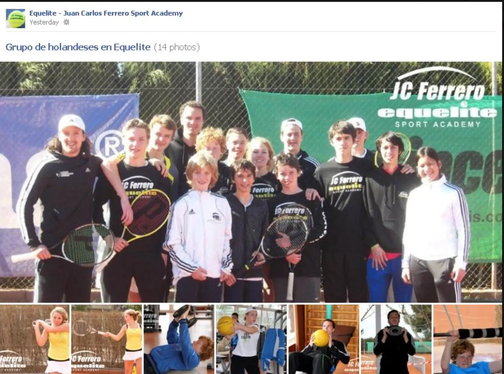 Nederlandse spelersgroep op trainingskamp bij JC Ferrero Equelite Sport Academy in Alicante, Spanje